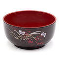5.8″ Red & Dark Brown Lacquer Bowl — Butterfly & Orchid