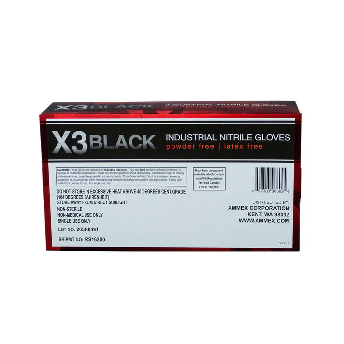 AMMEX X3 Black Nitrile Gloves - MEDIUM - Palms Fashion Inc.