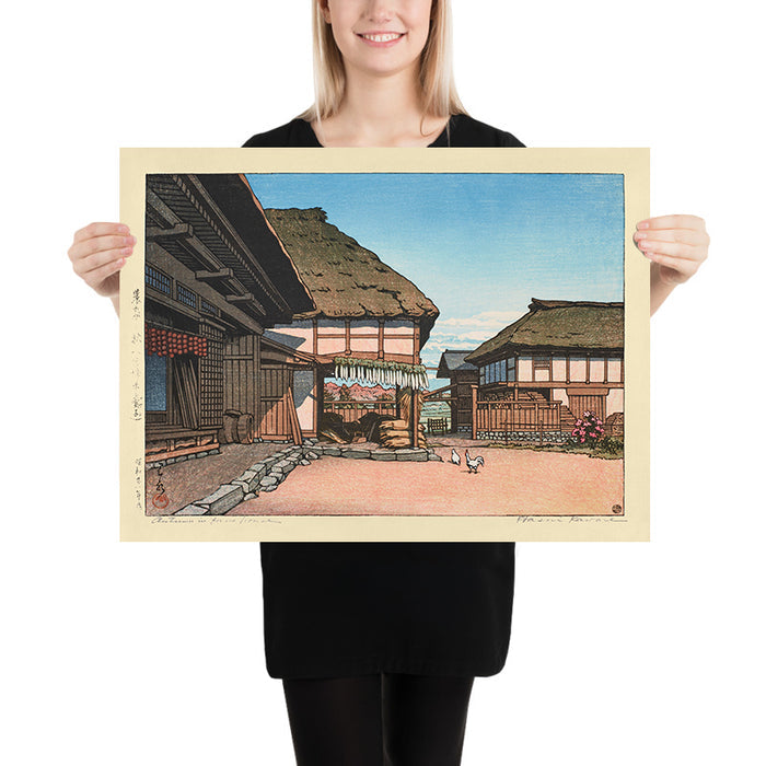 Autumn at a Farmhouse in Ayashi, Miyagi by Hasui Kawase, 1935