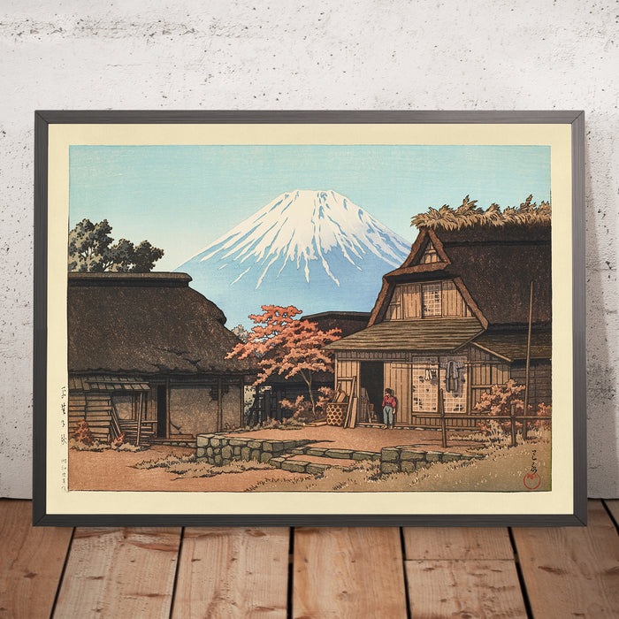 A framed image of Autumn at Hirano by Hasui Kawase, 1935