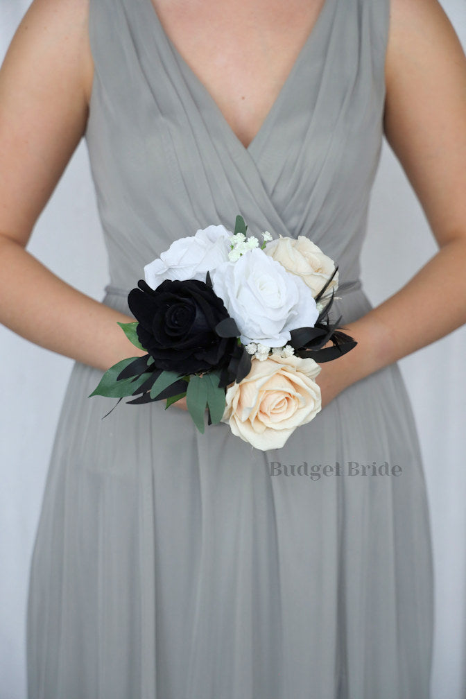 Black and Champagne Elegant Wedding Bouquet- $39.50 |Oviatt