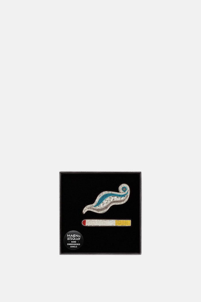 Cigarette + Smoke Brooch