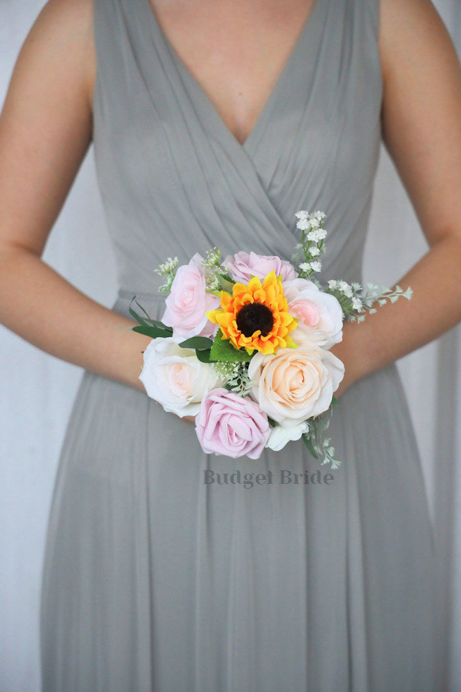 Custom Wedding Bouquet in Sunflowers and Blush Pink- $39.50 | Starlite