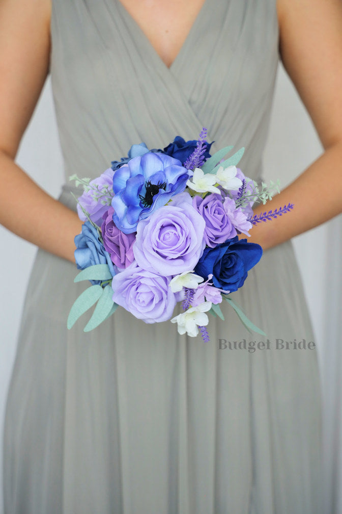 Custom Wedding Bouquet in Wisteria and Royal Blue - $65.00 | Washita