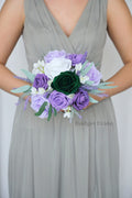 Dark Green and Lavender Artificial Wedding Bouquet - $58.50 | Millwick