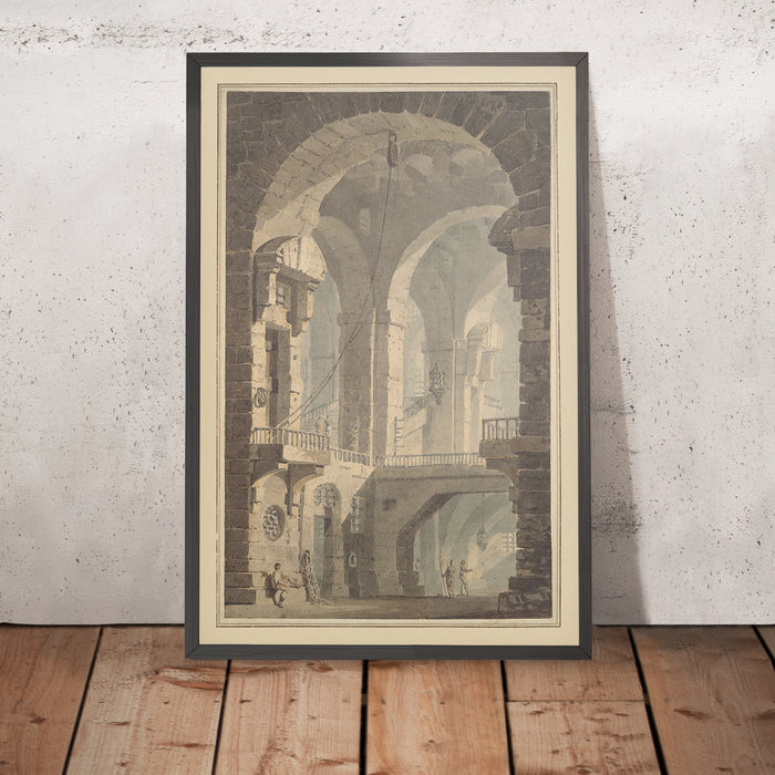 A framed image of Dark Prison (Carcere Oscura) by Turner, 1790