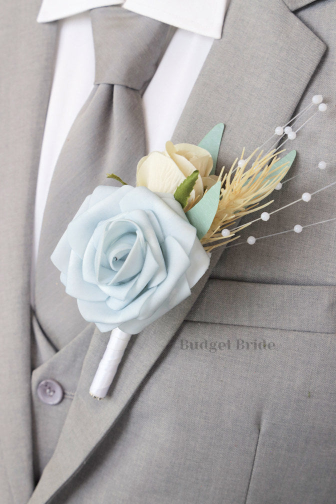 Light blue rose boutonniere