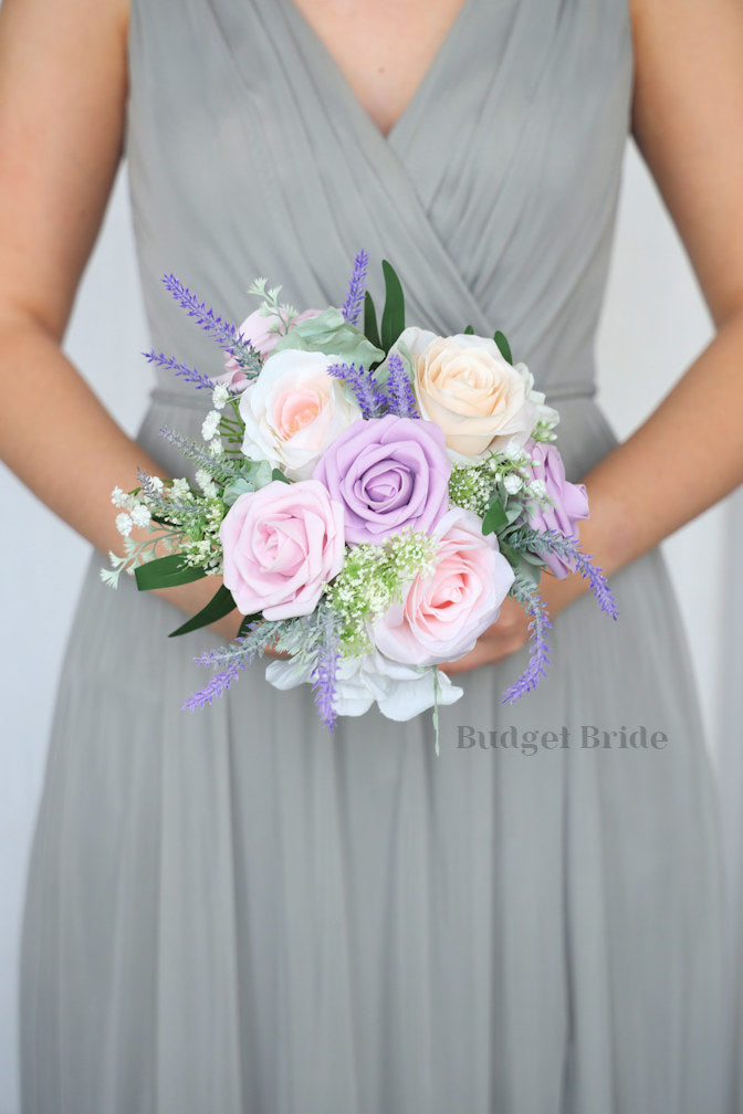 Dusty Lavender and Peach Artificial Wedding Bouquet - $170.00 | Presidio