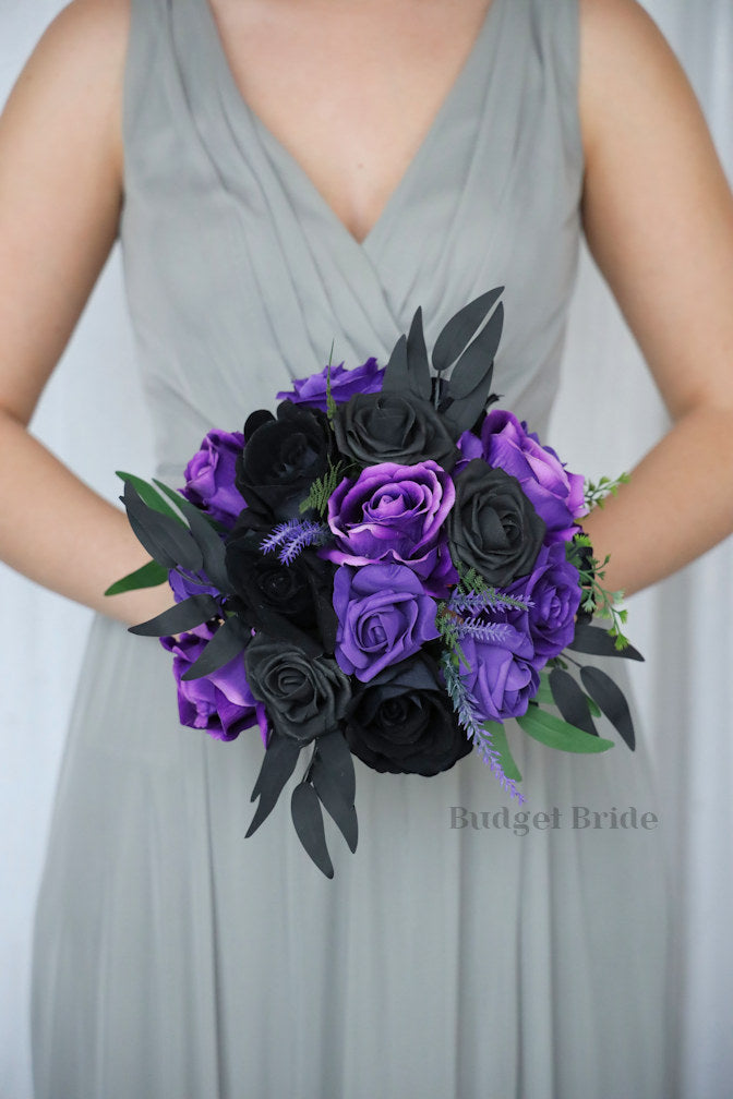 Elegant Wedding Bouquet in Black and Purple - $115.00 | Bel Ami