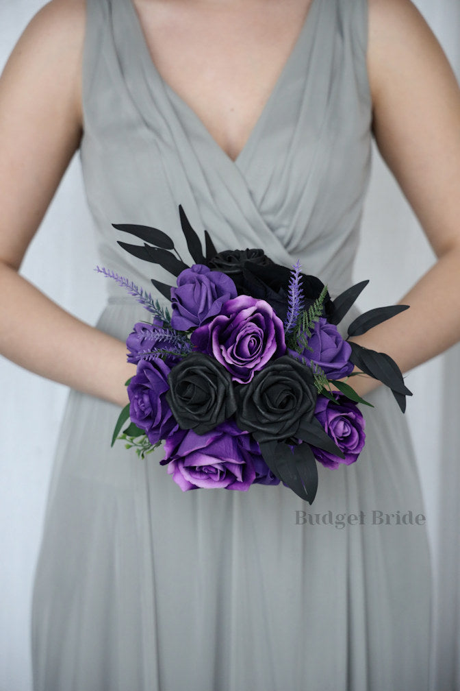 Elegant Wedding Bouquet in Black and Purple - $58.50 | Bel Ami