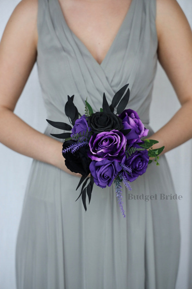 Elegant Wedding Bouquet in Black and Purple - $58.50 | Bel Ami