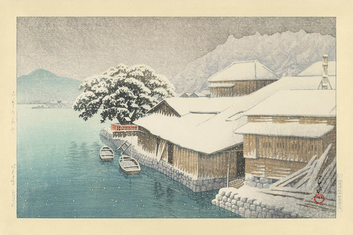 Evening Snow at Ishinomaki by Hasui Kawase, 1935