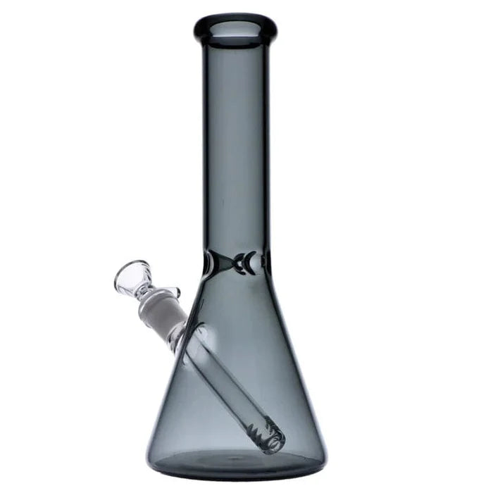 Front view of the 10-inch Everyday Essentials Beaker Bong in smoke glass, presented against a plain white background.