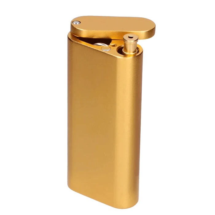 A close-up, angled view of the gold 4-inch Everyday Essentials Dugout, showcasing its sleek, metallic design.