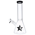 Front view of the 12-inch Famous X Beaker Water Pipe, showcasing its clear glass construction and simple beaker shape.