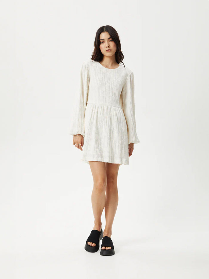 Focus - Organic Hemp Seersucker Mini Dress | White-Image 1