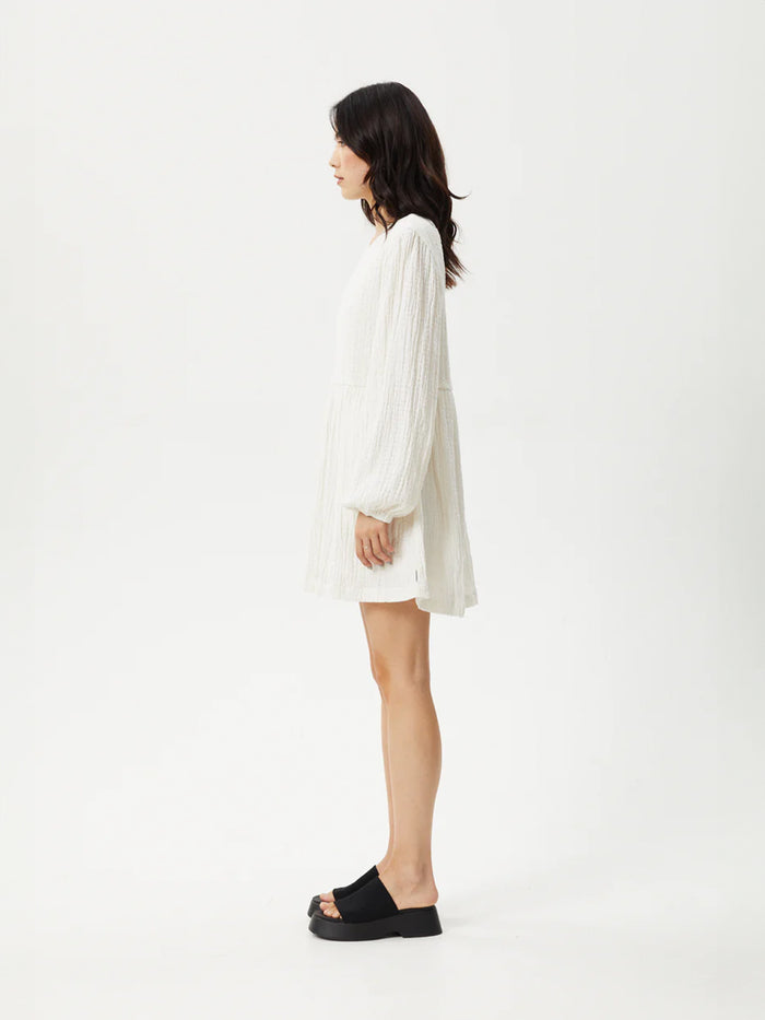 Focus - Organic Hemp Seersucker Mini Dress | White-Image 3