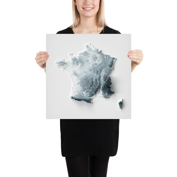 France Topographic 3D Relief Map