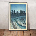 A framed image of Full Moon at Ayashi by Hasui Kawase 1935