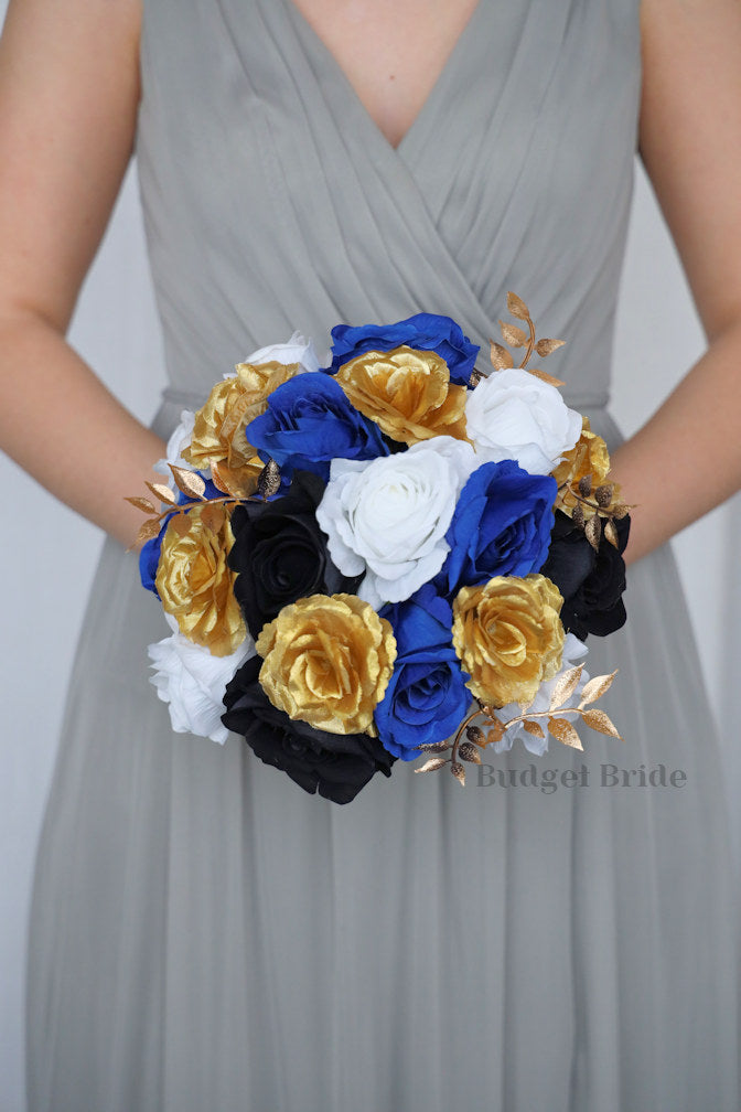 Gold and Royal Blue Artificial Wedding Bouquet - $115.00 | Bluestem