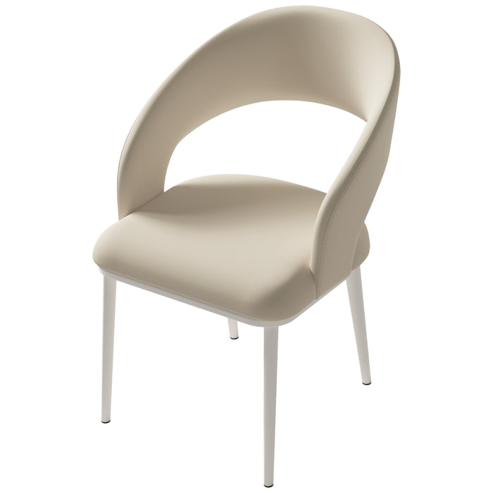 Guyii Modern Dining Chair Set of 2, PU Leather Upholstered Metel Legs