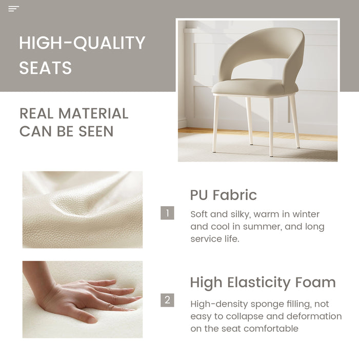 Guyii Modern Dining Chair Set of 2, PU Leather Upholstered Metel Legs