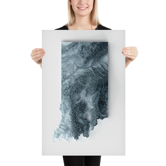 Indiana Topographic 3D Relief Map