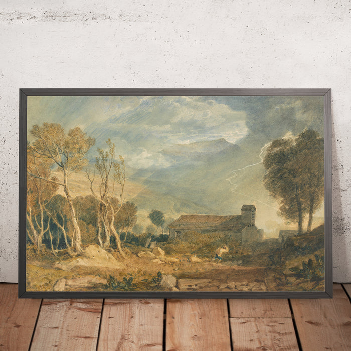A framed image of Ingleborough from Chapel-Le-Dale by Turner, 1810