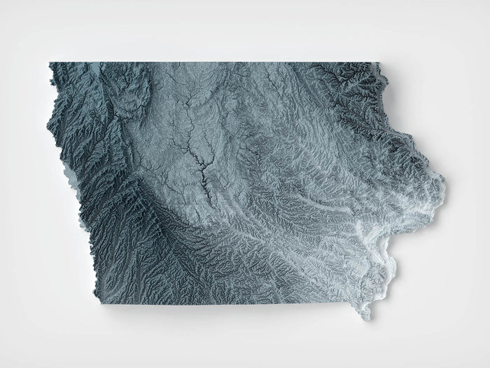 Iowa Topographic 3D Relief Map