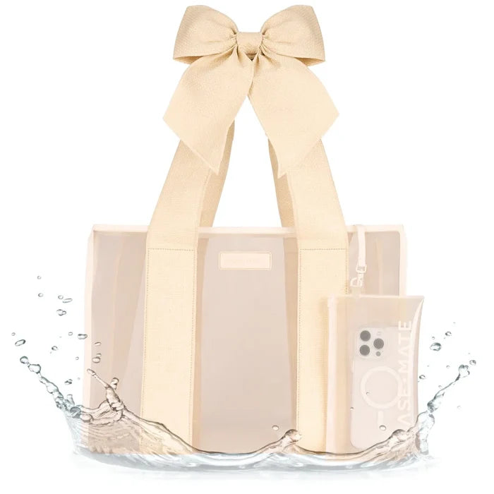 JELLY TOTE - ECRU RAFFIA BOW
