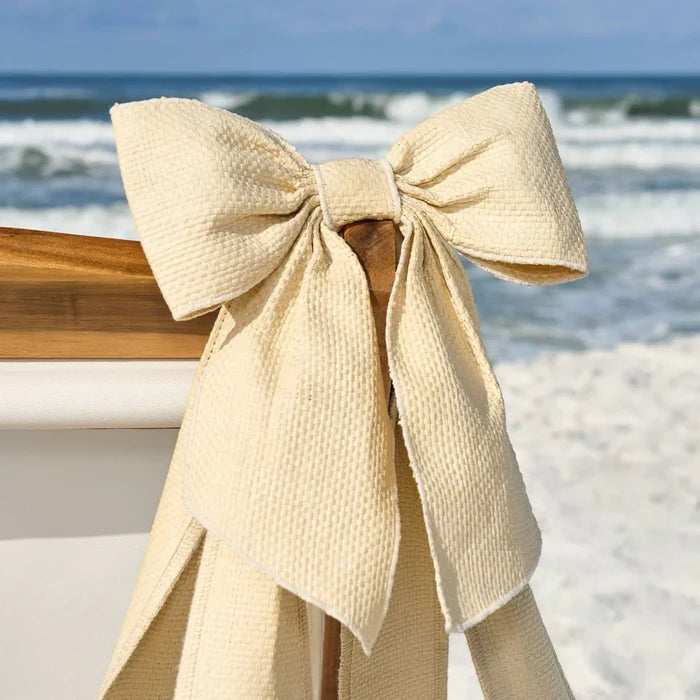 JELLY TOTE - ECRU RAFFIA BOW