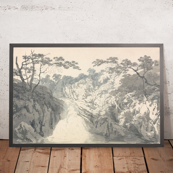 A framed image of Landscape with Waterfall by Turner (JMW Turner), 1796