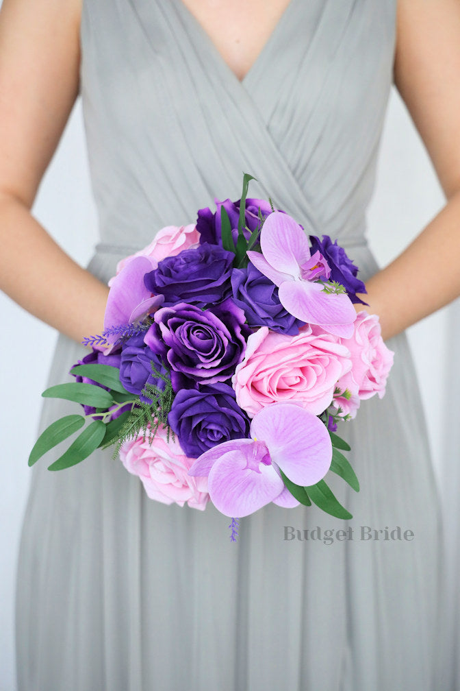 Lavender Orchids and Purple Artificial Wedding Bouquet - $115.00 | Dumpling