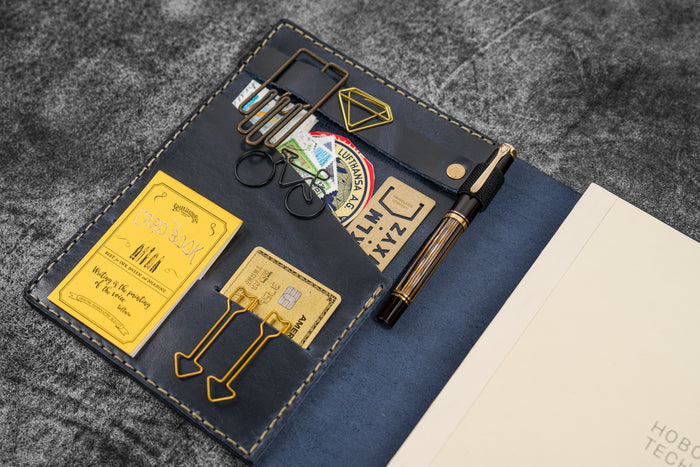 Leather Leuchtturm1917 A5 Notebook Cover - Crazy Horse Navy Blue
