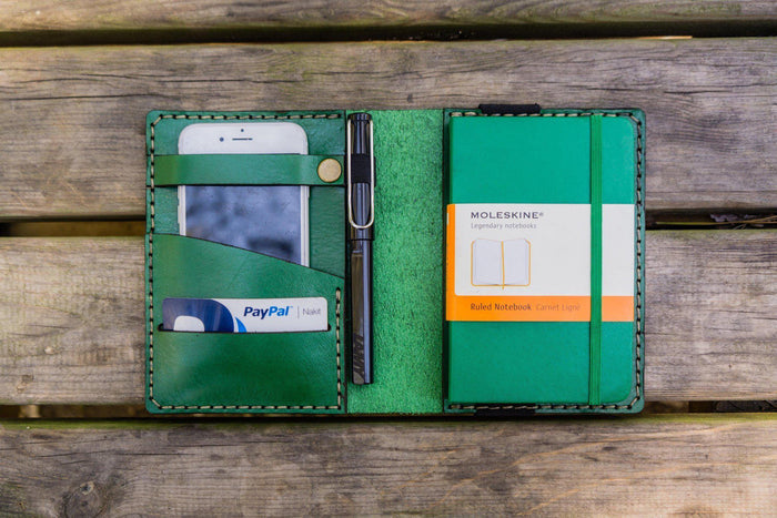 Leather Pocket Moleskine Journal Cover - Green