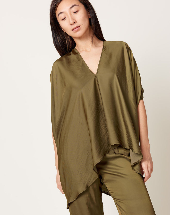 Zero + Maria Cornejo Lena Top in Olive Drift