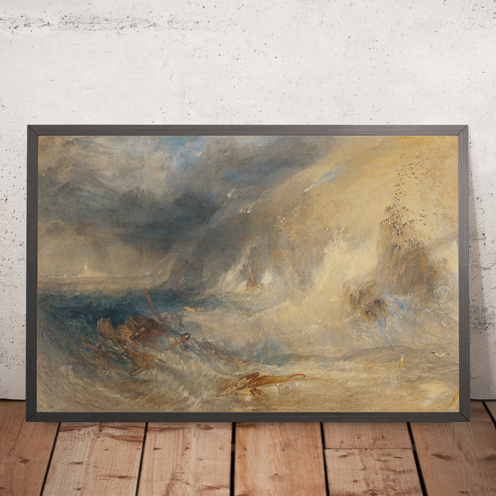 A framed image of Long Ship’s Lighthouse, Land’s End by Turner, 1834