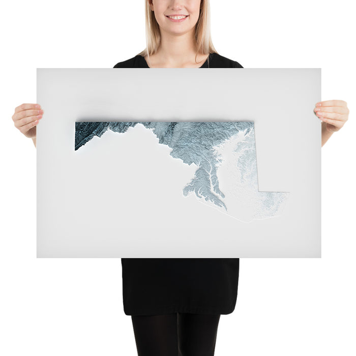 Maryland Topographic 3D Relief Map