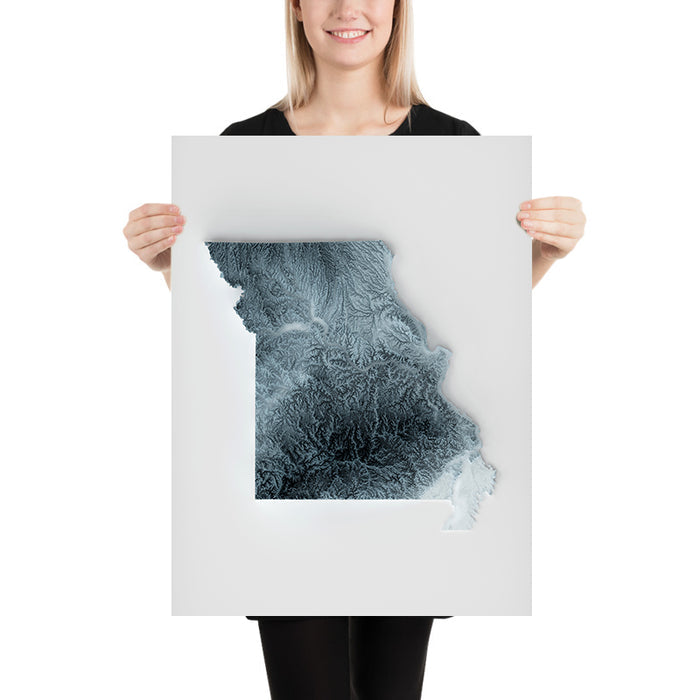 Missouri Topographic 3D Relief Map