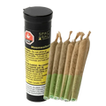 A close-up of the Moonwalkers Pre Rolled 6 x 0.4 g packaging with French warning text visible against a dark background.