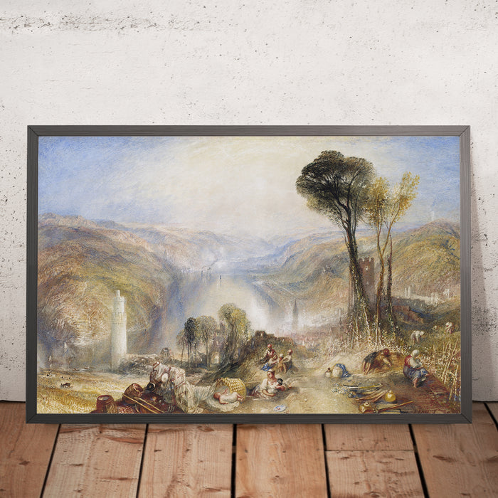 A framed image of Oberwesel by Turner, 1840