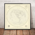 Old Azimuthal World Map Centered on the United States, 1947