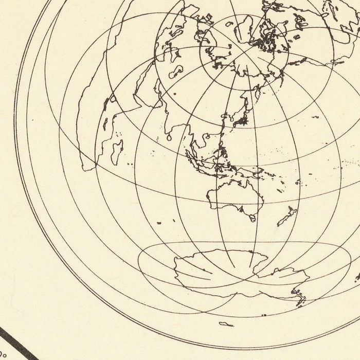 Old Azimuthal World Map Centered on the United States, 1947
