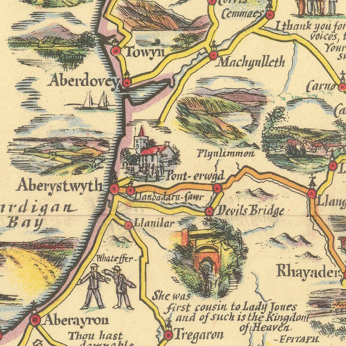 Old Esso Map of Wales by AE Taylor, 1934