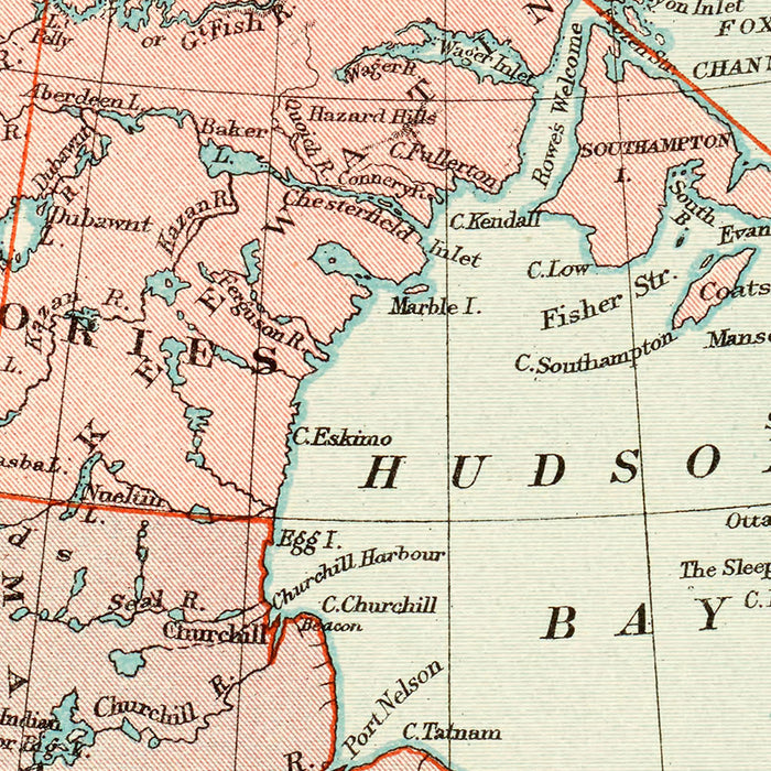Old Map of Canada by Stanford, 1926: Toronto, Hudson Bay, Railways