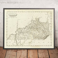 Old Map of Kentucky by Arrowsmith, 1804: Ohio & Mississippi Rivers, Cumberland Gap, Lexington, Louisville