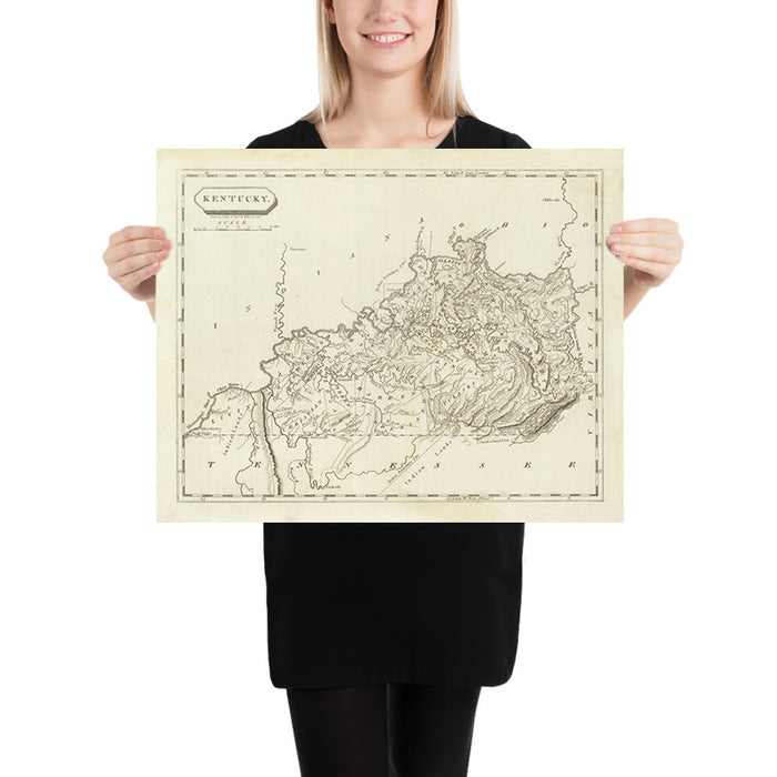 Old Map of Kentucky by Arrowsmith, 1804: Ohio & Mississippi Rivers, Cumberland Gap, Lexington, Louisville