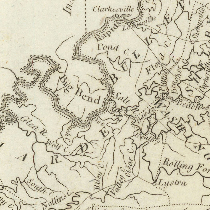 Old Map of Kentucky by Arrowsmith, 1804: Ohio & Mississippi Rivers, Cumberland Gap, Lexington, Louisville