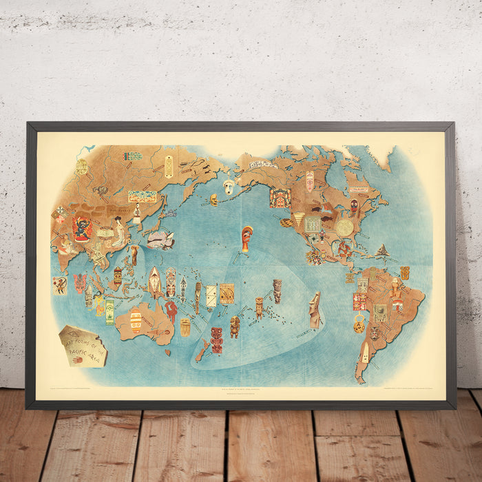 Old Map of the Art Forms of the Pacific by Covarrubias, 1940