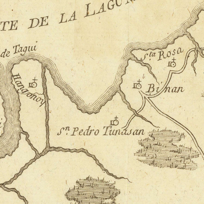 Old Map of the Bay of Manila by Gongora, 1790: Cavite, Laguna de Bay